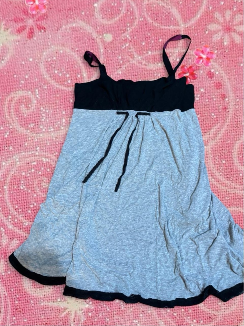DKNY Black and Heather Gray Spaghetti Strap Mini Dress